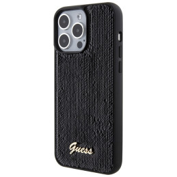 Etui Guess Sequin Script Metal do iPhone 15 Pro Max, czarny/black