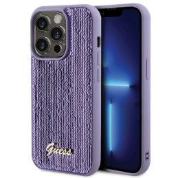 Etui Guess Sequin Script Metal do iPhone 15 Pro Max, fioletowy/purple