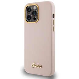 Etui Guess Silicone Script Metal Logo & Frame do iPhone 15 Pro Max, różowy/pink