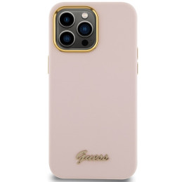 Etui Guess Silicone Script Metal Logo & Frame do iPhone 15 Pro Max, różowy/pink