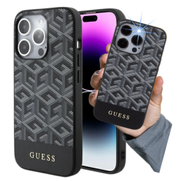 Etui Guess GCube Stripes MagSafe do iPhone 15 Pro Max, czarny/black