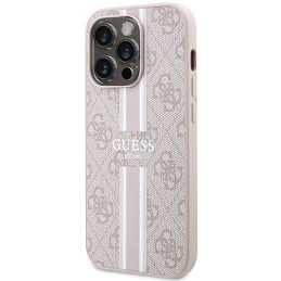 Etui Guess 4G Printed Stripes MagSafe do iPhone 15 Pro Max, różowy/pink