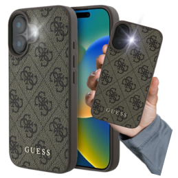Etui Guess 4G Classic do iPhone 16, brązowy/brown
