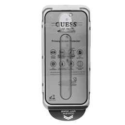 Szkło hartowane Guess Screen Protector Privacy 2.5D Outline do iPhone 16 Pro, ochrona wyświetlacza prywatyzująca