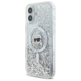 Etui Karl Lagerfeld Liquid Glitter Karl Head Magsafe do iPhone 16  Plus, transparent