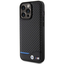 Etui BMW Leather Carbon do iPhone 15 Pro Max, czarny/black