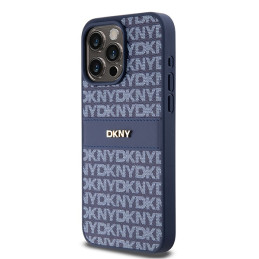 Etui DKNY Leather Mono Stripe & Metal Logo do iPhone 15 Pro Max, niebieski/blue