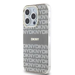 Etui DKNY IML Mono & Stripe MagSafe do iPhone 15 Pro Max, beżowy/beige