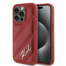 Etui Karl Lagerfeld Diagonal Quilted Script do iPhone 15 Pro Max, czerwony/red