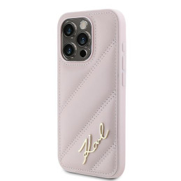 Etui Karl Lagerfeld Diagonal Quilted Script do iPhone 15 Pro Max, różowy/pink