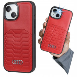 Etui Audi Synthetic Leather MagSafe do iPhone 15 Plus, czerwony/red