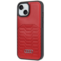 Etui Audi Synthetic Leather MagSafe do iPhone 15 Plus, czerwony/red