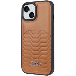 Etui Audi Synthetic Leather MagSafe do iPhone 15 Plus, brązowy/brown
