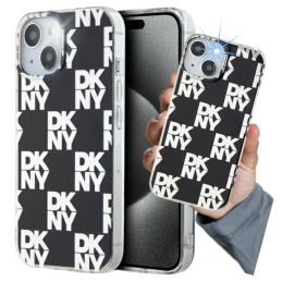 Etui DKNY IML Checkered Mono Pattern do iPhone 15 Plus, czarny/black