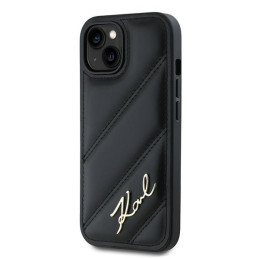 Etui Karl Lagerfeld Diagonal Quilted Script do iPhone 15 Plus, czarny/black
