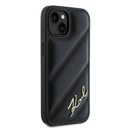 Etui Karl Lagerfeld Diagonal Quilted Script do iPhone 15 Plus, czarny/black