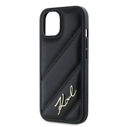 Etui Karl Lagerfeld Diagonal Quilted Script do iPhone 15 Plus, czarny/black