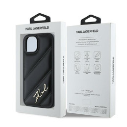 Etui Karl Lagerfeld Diagonal Quilted Script do iPhone 15 Plus, czarny/black