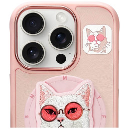 Etui Nimmy Glasses Cool Cat MagSafe do iPhone 16 Pro Max, różowy