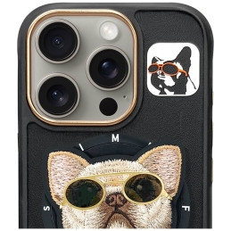 Etui Nimmy Glasses Cool Dog MagSafe do iPhone 16 Pro, czarny
