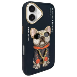 Etui Nimmy Glasses Cool Dog do iPhone 16, czarny/black