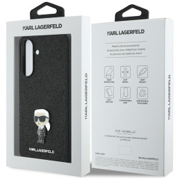 Etui Karl Lagerfeld Fixed Glitter Ikonik Logo Metal Pin do Galaxy A36, czarny