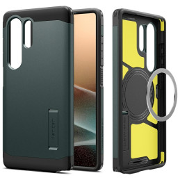 Etui Spigen Tough Armor do MagSafe do Galaxy S25 Ultra, zielony