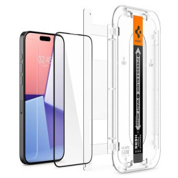 Szkło do etui + Aplikator Spigen Glas.tR EZ Fit do iPhone 15 Pro Max, z czarną ramką, 2 sztuki