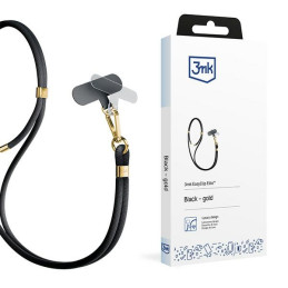 Smycz do telefonu 3mk EasyClip Elite sznurek, czarna ze złotymi dodatkami
