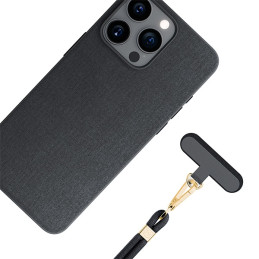 Smycz do telefonu 3mk EasyClip Elite sznurek, czarna ze złotymi dodatkami
