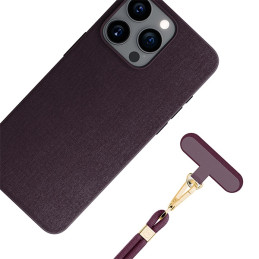 Smycz do telefonu 3mk EasyClip Elite sznurek, ciemnoróżowy ze złotymi dodatkami