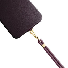 Smycz do telefonu 3mk EasyClip Elite sznurek, ciemnoróżowy ze złotymi dodatkami