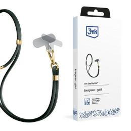 Smycz do telefonu 3mk EasyClip Elite sznurek, czarna ze złotymi dodatkami