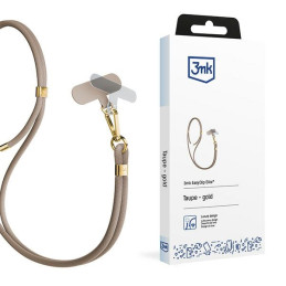 Smycz do telefonu 3mk EasyClip Elite sznurek, beżowa ze złotymi dodatkami