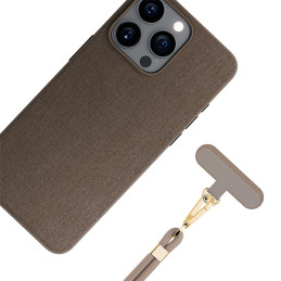 Smycz do telefonu 3mk EasyClip Elite sznurek, beżowa ze złotymi dodatkami