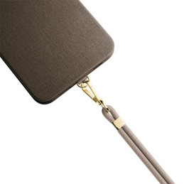 Smycz do telefonu 3mk EasyClip Elite sznurek, beżowa ze złotymi dodatkami