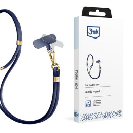 Smycz do telefonu 3mk EasyClip Elite sznurek, granatowa ze złotymi dodatkami