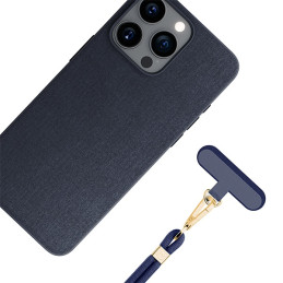 Smycz do telefonu 3mk EasyClip Elite sznurek, granatowa ze złotymi dodatkami