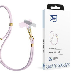Smycz do telefonu 3mk EasyClip Elite sznurek, różowa ze złotymi dodatkami