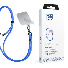 Smycz do telefonu 3mk EasyClip sznurek, niebieska z czarnymi dodatkami