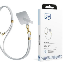 Smycz do telefonu 3mk EasyClip sznurek, biała ze złotymi dodatkami