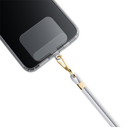 Smycz do telefonu 3mk EasyClip sznurek, biała ze złotymi dodatkami
