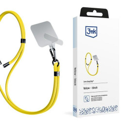Smycz do telefonu 3mk EasyClip sznurek, żółta z czarnymi dodatkami
