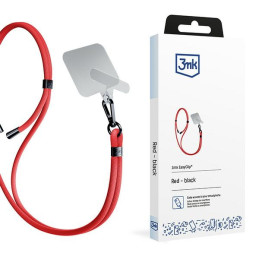 Smycz do telefonu 3mk EasyClip sznurek, czerwona z czarnymi dodatkami