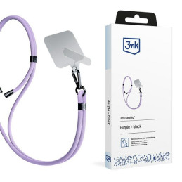 Smycz do telefonu 3mk EasyClip sznurek, jasnofioletowa z czarnymi dodatkami