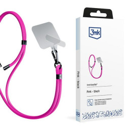 Smycz do telefonu 3mk EasyClip sznurek, różowa z czarnymi dodatkami