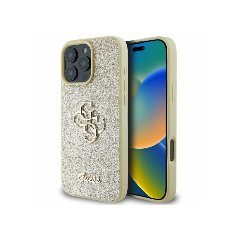 Etui Guess Fixed Glitter Big 4G do iPhone 16 Pro Max, złote
