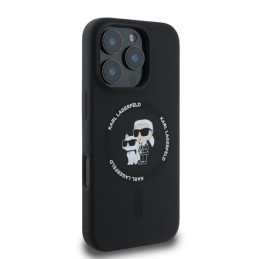 Etui Karl Lagerfeld Silicone Karl&Choupette Heads Ring MagSafe do iPhone 16 Pro Max, czarne