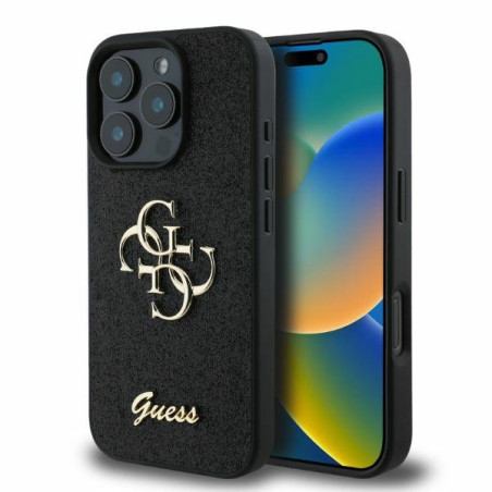 Etui Guess Fixed Glitter Big 4G do iPhone 16 Pro, czarne