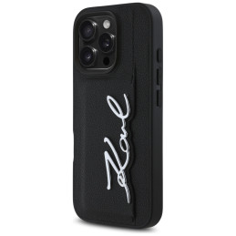 Etui Karl Lagerfeld HC Grained PU Cardslot Metal Signature do iPhone 16 Pro, czarny